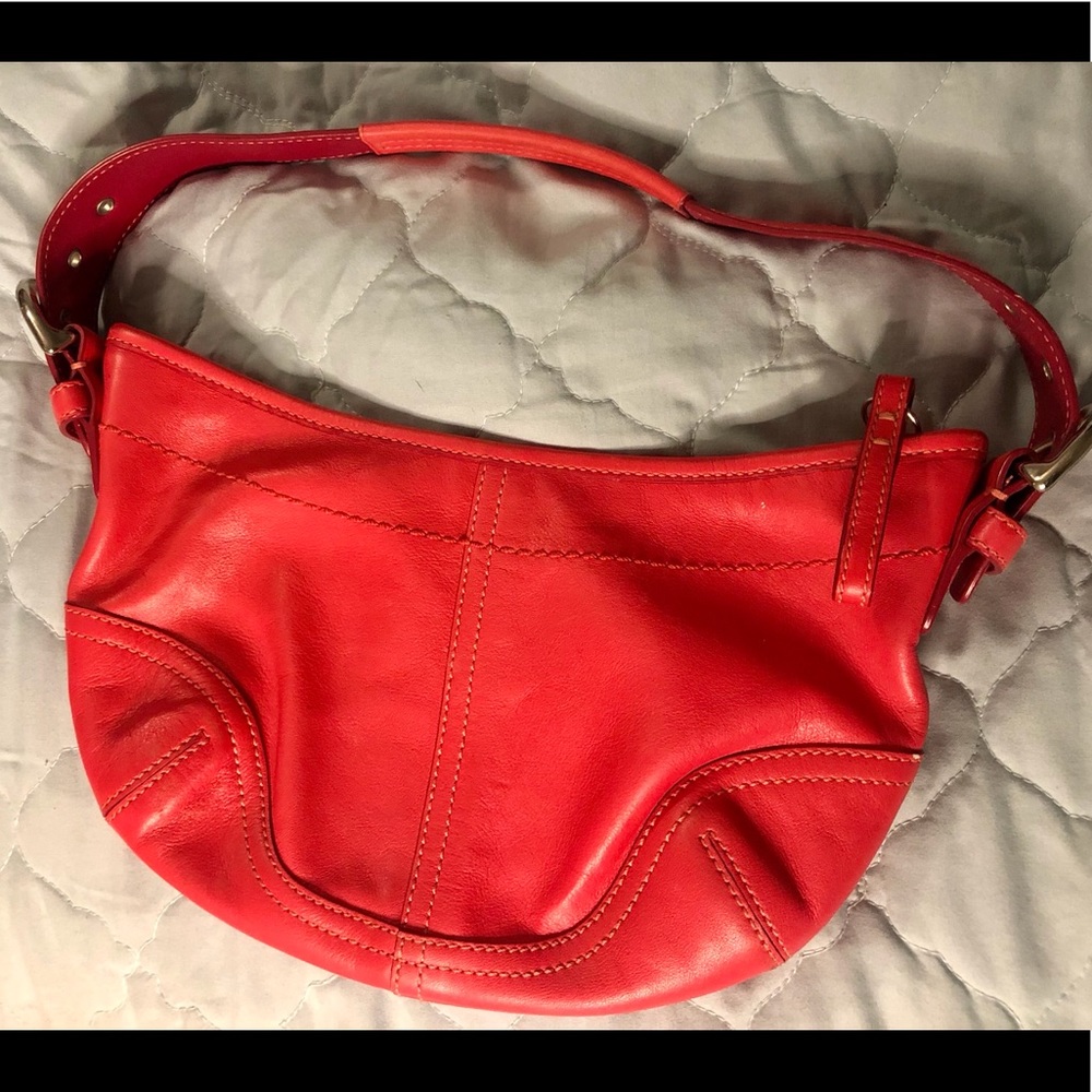 Small dark coral Coach purse EUC